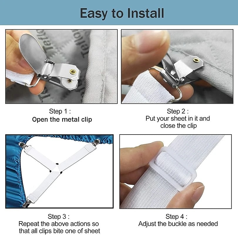 4Pcs Triangle Bed Sheet Holders Fitted Sheet Clips Adjustable Sheet Suspenders Mattress Gripper Clips for Bed Mattress Cover 2025 - $12.49 –P6