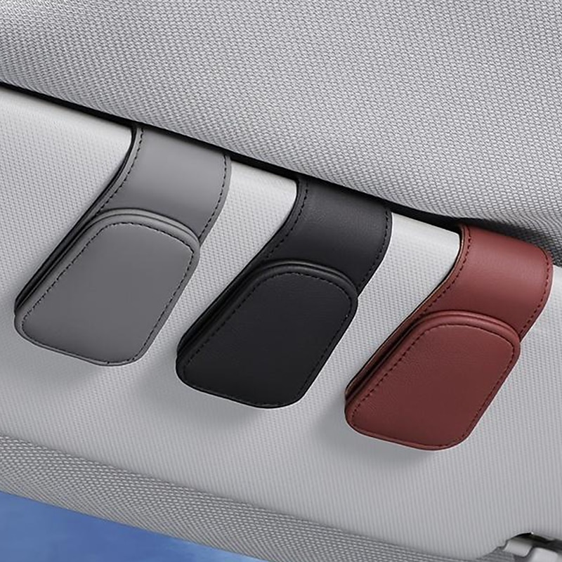 Auto-Sonnenblenden-Brillenhalter - Magnetischer Leder-Brillenclip und Ticketkartenhalter Auto-Sonnenblenden-Zubehör 2025 - $15.99 –P1