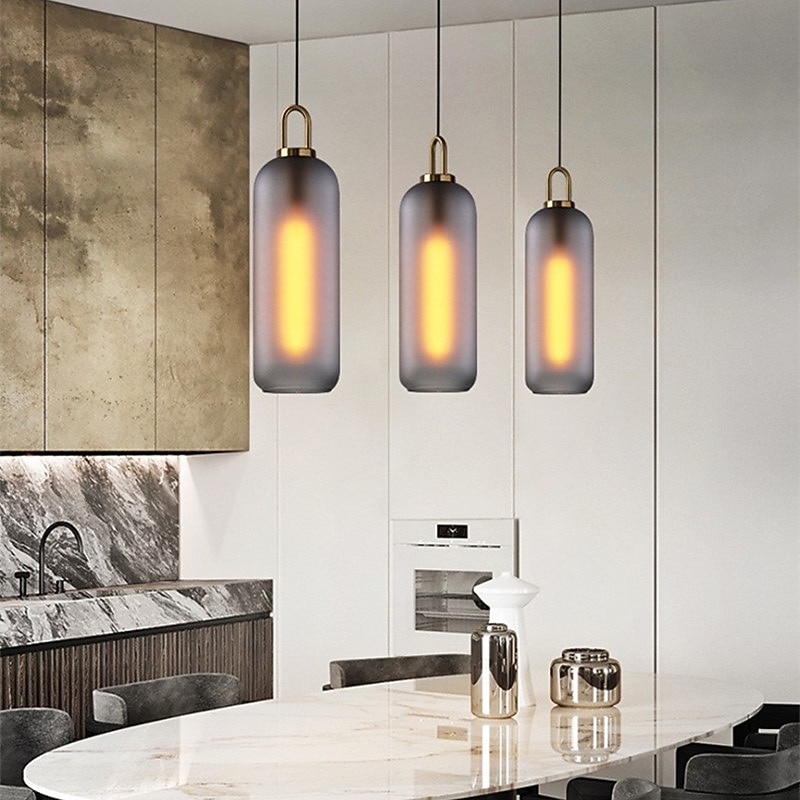 LED Pendant Lights Kitchen Island Glass Metal Lighting Modern Farmhouse ...