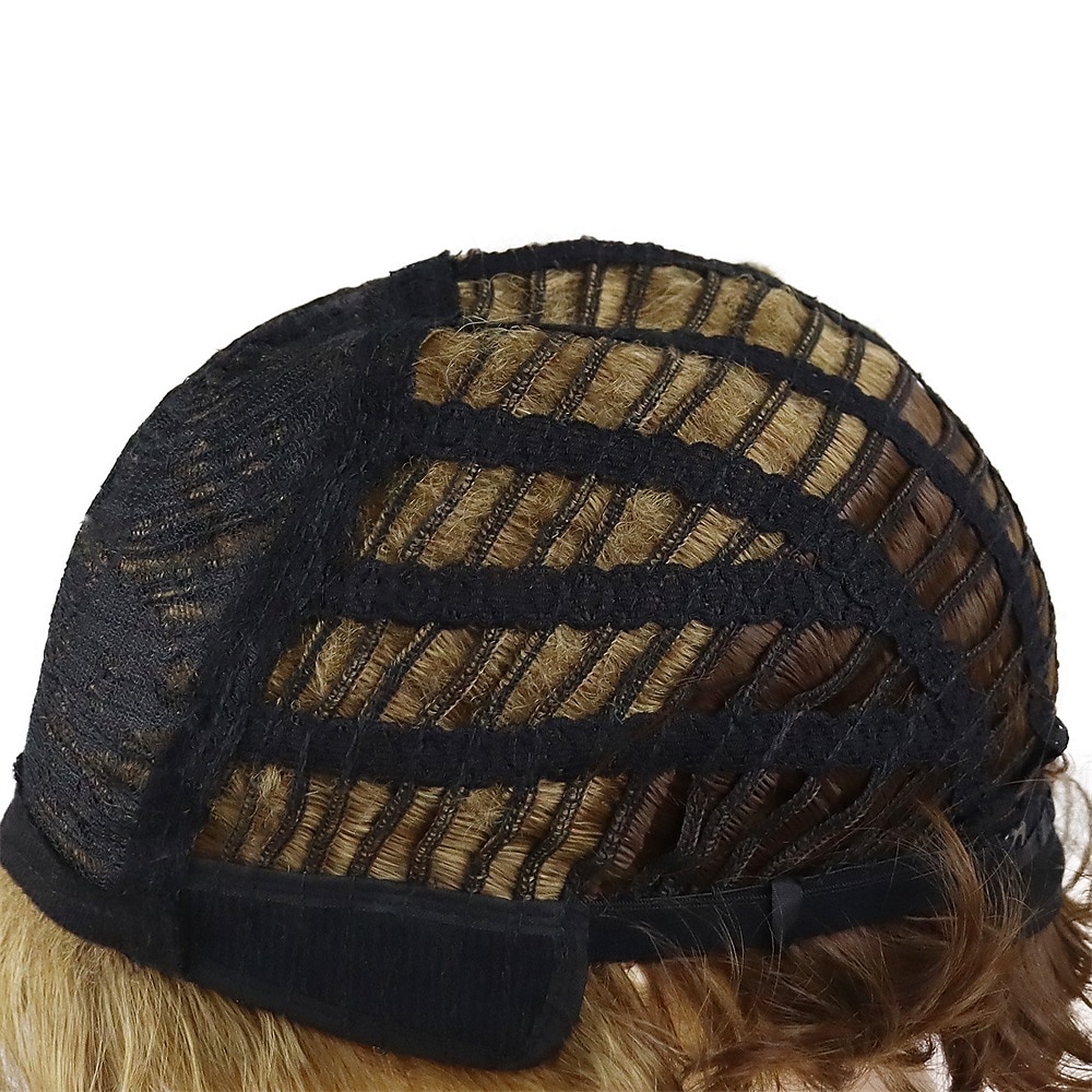 Synthetic Short Wigs for White Women Sandy Blonde Wig with Bangs Mix Brown Color Curly Wig Hair Ombre Elderly Wig Mom 2026 - €17.99 –P5