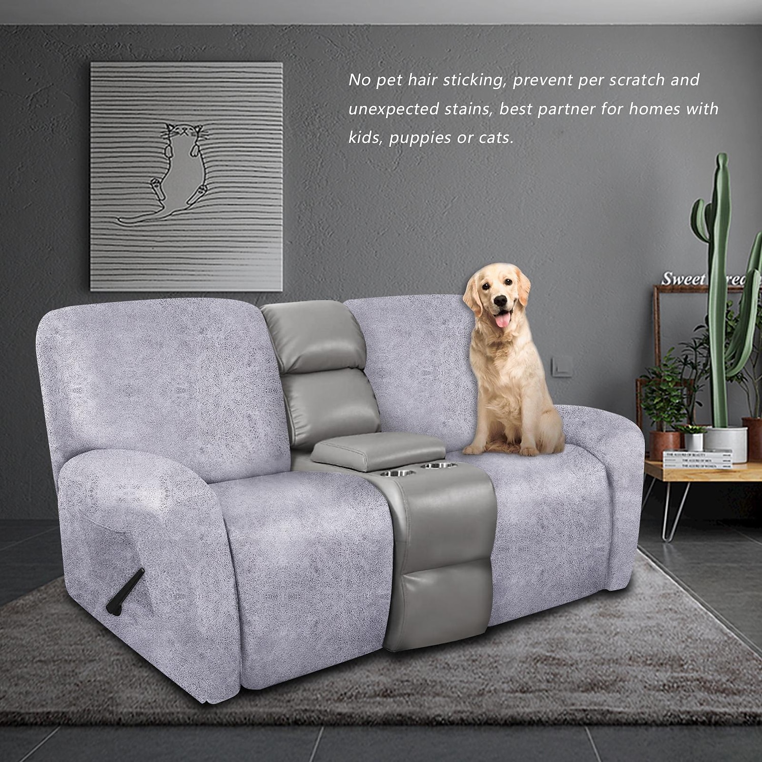 2 Seater Recliner Covers Stretch Love Seat Reclining Sofa Cover, Like Leather Couch Slipcover with Elastic Loop, Anti-cat Scratch Furniture Protector for Dogs Pet 2025 - $74.99 –P7
