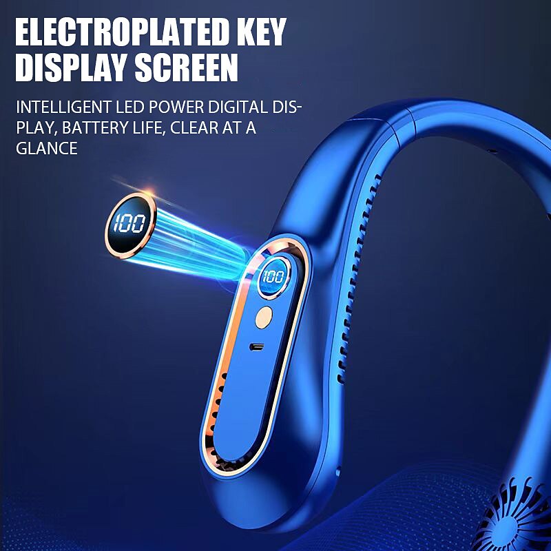 Bladeless Neckband Air Cooler – USB Rechargeable Hanging Fan with Digital Display for Portable Summer Cooling 2025 - $19.99 –P8