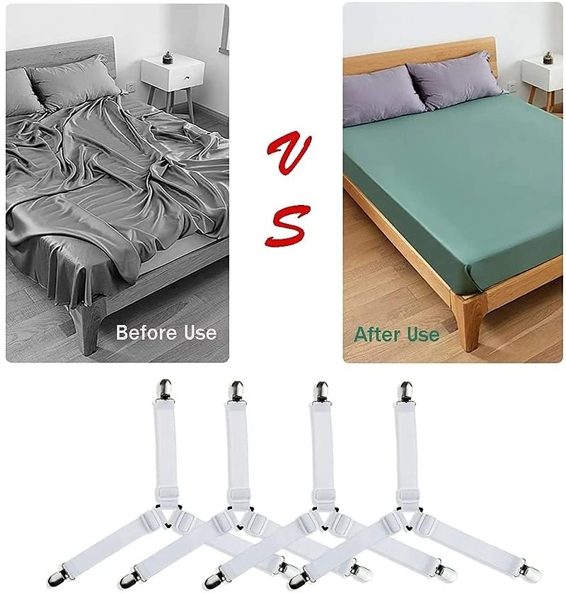 4Pcs Triangle Bed Sheet Holders Fitted Sheet Clips Adjustable Sheet Suspenders Mattress Gripper Clips for Bed Mattress Cover 2025 - $12.49 –P8