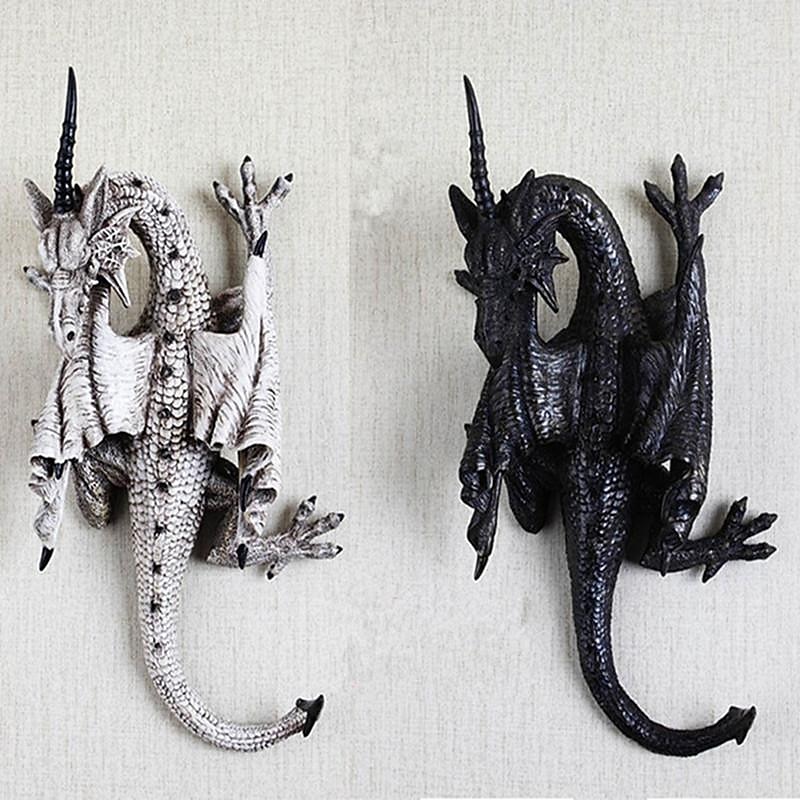 scultura da parete drago cornuto, poliresina, pietra grigia, gotico &amplificatore; decorazioni medievali, decorazioni per desktop e scaffali, regali decorativi per ufficio per uomo del 2025 a $21.99 –P2