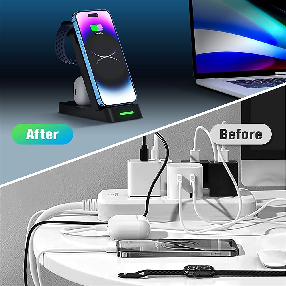 2025年 ワイヤレスチャージャー ワイヤレス充電スタンド CE 高速ワイヤレス充電 3 in 1 用途 ユニバーサル  コレクション – $27.99 –P10