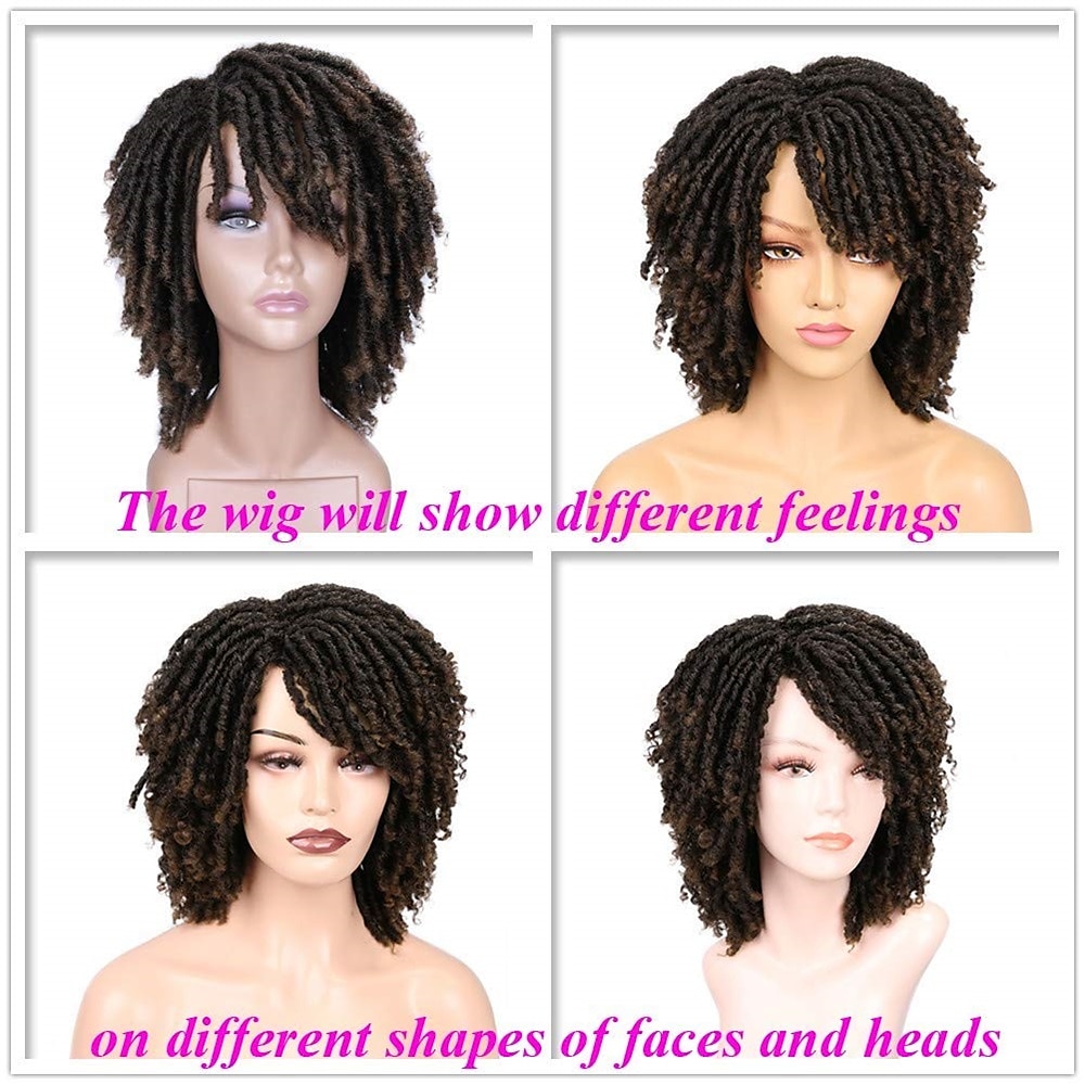 dreadlock pruik korte twist pruiken voor zwarte vrouwen en mannen afro krullend synthetische pruik 2025 - $47.99 –P6