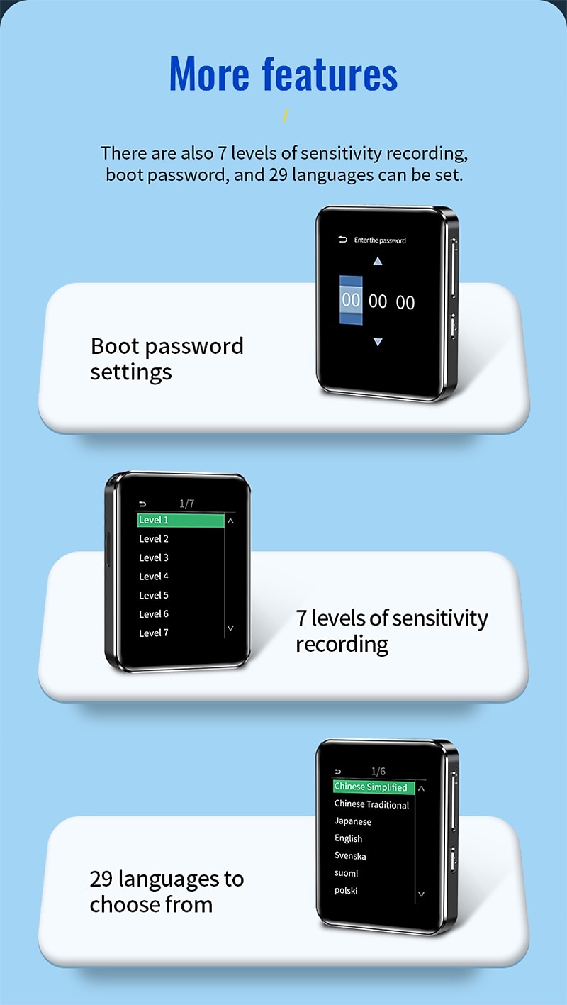 Digital Voice Recorder M28 English 128GB Portable Digital Voice Recorder 43.18 mm Android System E-Book Portable MP3 Player Audio Recorder with Playback with Noise Reduction for Business Speech 2025 - $35.99 –P16