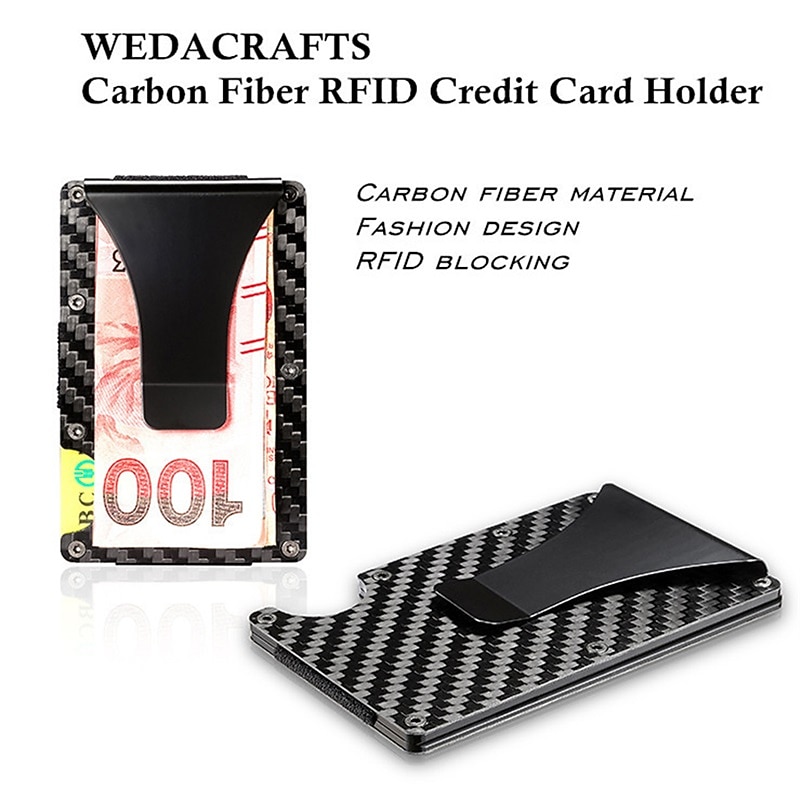 Кошелек с зажимом для денег из углеродного волокна и алюминия тонкий металлический держатель карт держатель кредитных карт для мужчин 2026 - $17.99 –P12