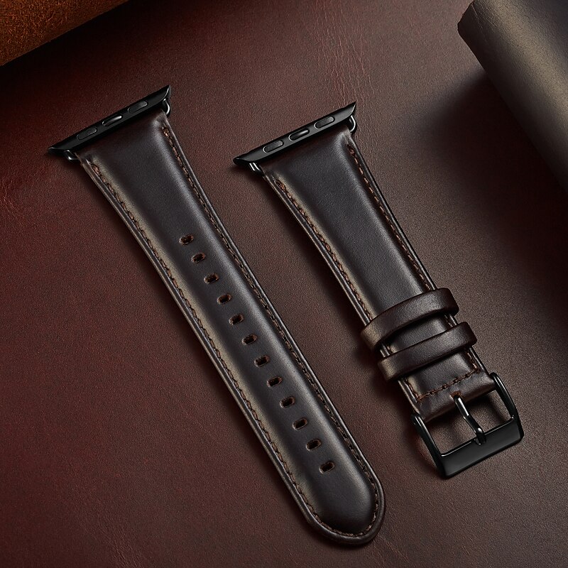 Skinnbånd Kompatibel med Apple Watch-klokkereim 38mm 40mm 41mm 42mm 44mm 45mm 49mm Justerbar Kvinner menn Ekte lær Erstatningsklokkerem til iwatch Ultra 2 Series 9 8 7 SE 6 5 4 3 2 1 2025 - $16.99 –P4