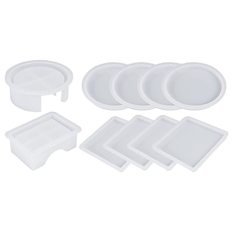 Crystal Drop Adhesive Diy Epoxy Resin Square Coaster Box Circular Coaster Box Storage Box Silicone Mirror Mold 2025 - $17.99 –P5