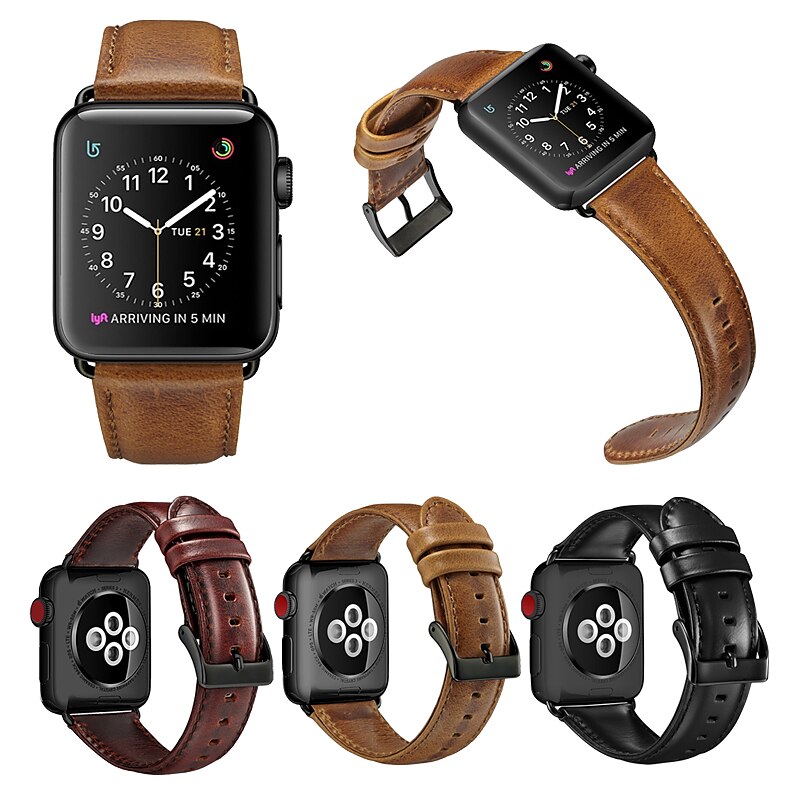 Skinnbånd Kompatibel med Apple Watch-klokkereim 38mm 40mm 41mm 42mm 44mm 45mm 49mm Justerbar Kvinner menn Ekte lær Erstatningsklokkerem til iwatch Ultra 2 Series 9 8 7 SE 6 5 4 3 2 1 2025 - $16.99 –P1