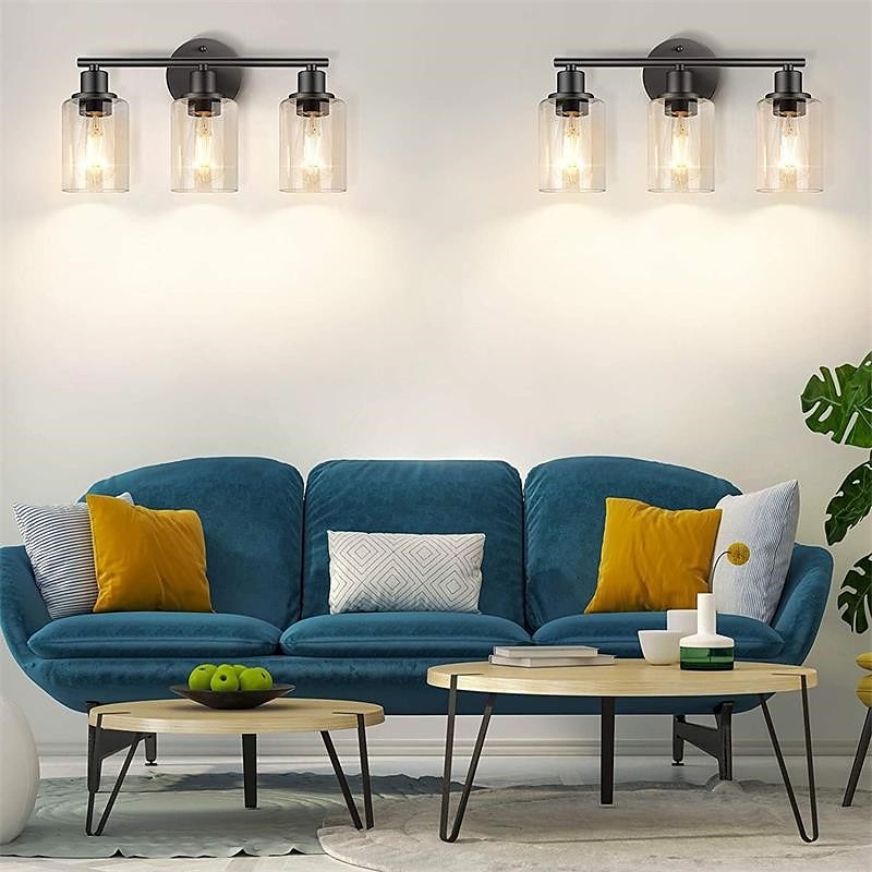 éclairage de salle de bain vanité lumière 3 lumières applique murale éclairage en laiton brossé salle de bain lumière avec abat-jour en verre clair salle de bain applique murale applique murale pour de 2025 ? $141.99 –P11