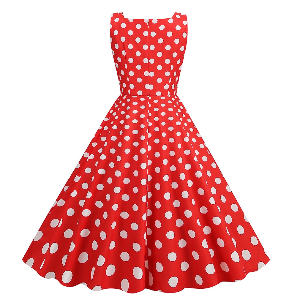 Retro Vintage 1950er Rockabilly Knielang Swing-Kleid Ausgestelltes Kleid Ärmellos Tupfen Kostüm Damen Karneval Maskerade Party / Abend Alltagskleidung Lässig Erwachsene Kleid Frühling & Sommer 2026 - $23.99 –P14