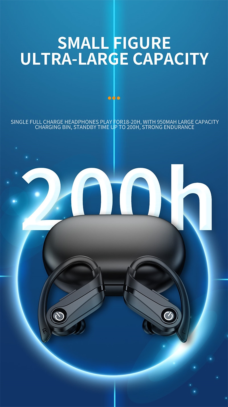 YYK-Q63 True Wireless Headphones TWS Earbuds Ear Hook Bluetooth 5.3 Smart Touch Control LED Power Display for Apple Samsung Huawei Xiaomi MI  Everyday Use Office Business Car Motorcycle Truck Driving 2025 - $35.99 –P4