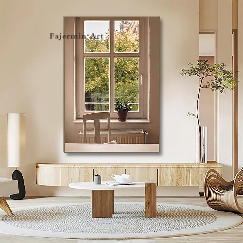 Paesaggio da parete su tela la finestra arte moderna paesaggio decorazione della casa arredamento tela arrotolata senza cornice senza cornice del 2025 a $20.99 –P2