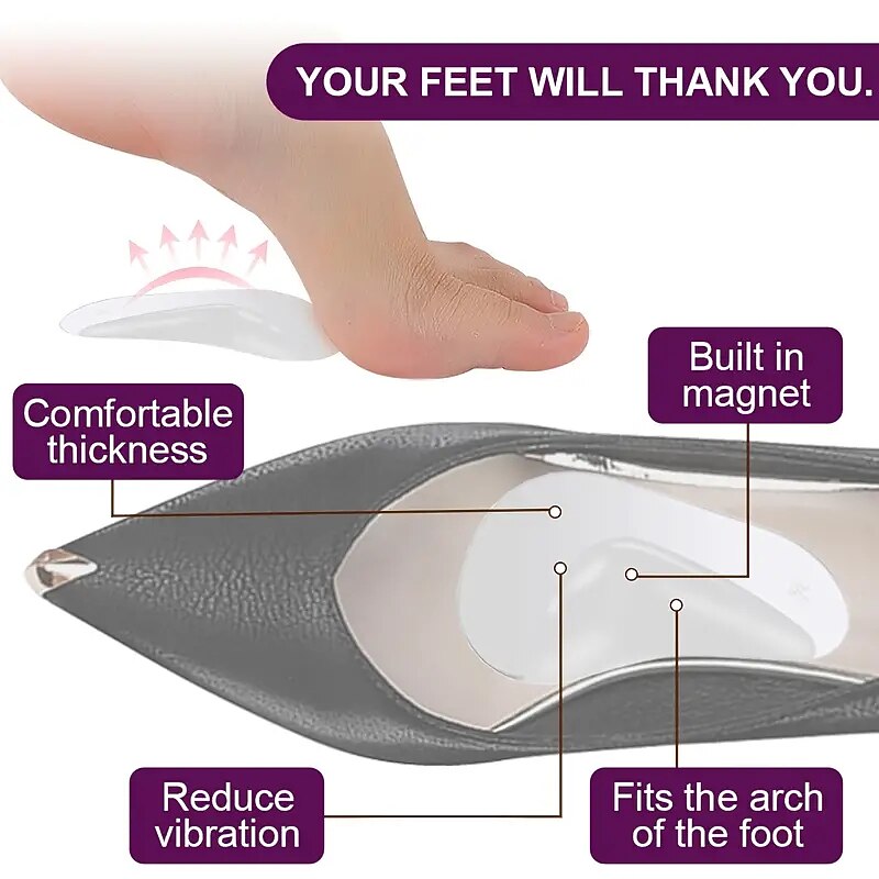 Arch Support Insoles For Flat Feet (Suitable Night And Home Use And Replace Them Regularly) Gel Arch Inserts For Plantar Fasciitis Adhesive Arch Pads For Pressure And Foot Pain Relief 2025 - $13.99 –P2