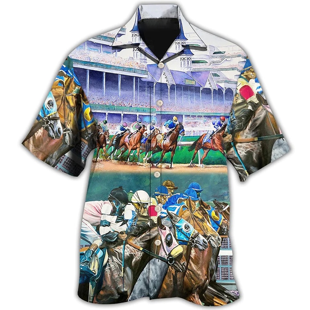Hombre Comida Letra Camisa Abotonar la camisa Manga Corta Tropical Moda Hawaiano Exterior Diario Playa Verano Primavera Cuello Vuelto Estampado Abotonar Negro Negro / Verde Amarillo Verde Claro Negro 2025 - $24.99 –P8