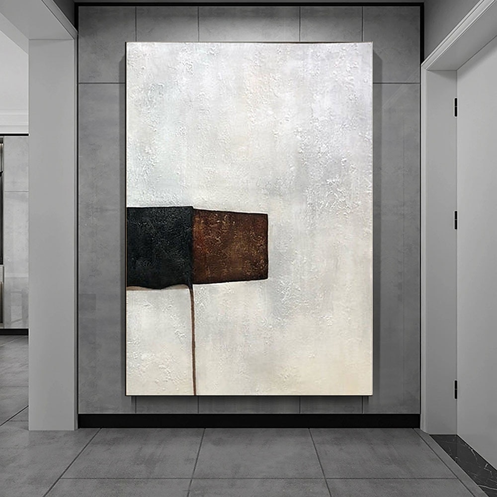 handgemachtes handgemaltes Ölgemälde, modernes großes minimalistisches beige Diptychon-Gemälde auf Leinwand, abstrakte Gemälde in Beige- und Brauntönen, Originaldekor, kein Rahmen, ungedehnt 2025 - $116.99 –P2