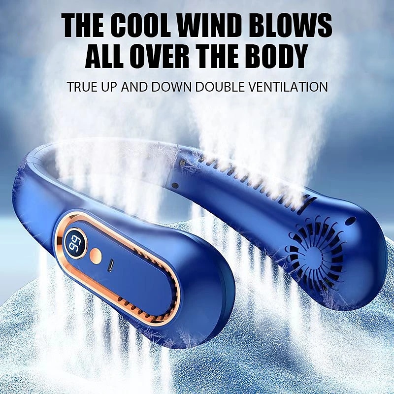 Bladeless Neckband Air Cooler – USB Rechargeable Hanging Fan with Digital Display for Portable Summer Cooling 2025 - $19.99 –P1