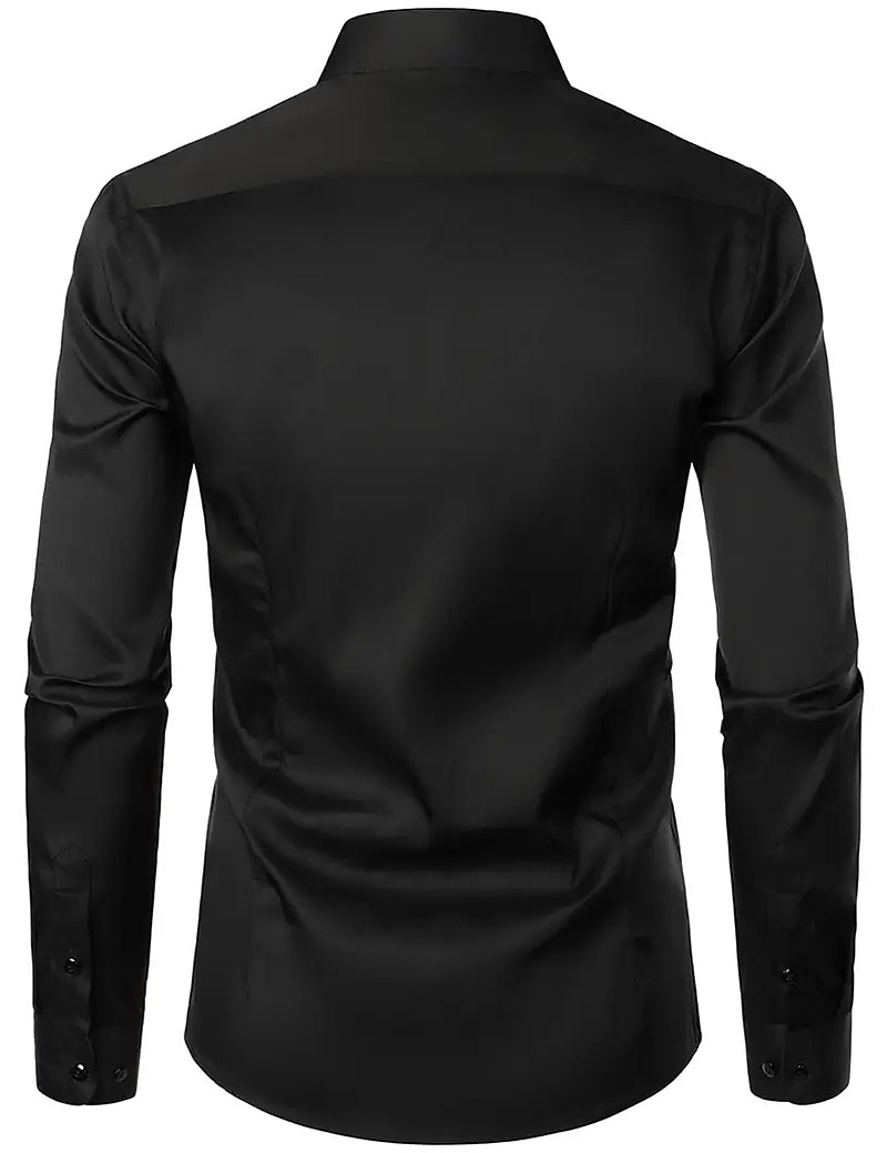 Men's Shirt Dress Shirt Button Down Shirt Plain Wedding Office & Career Black Long Sleeve Turndown Spring & Fall Clothing Apparel Basic 2025 - $22.99 –P2