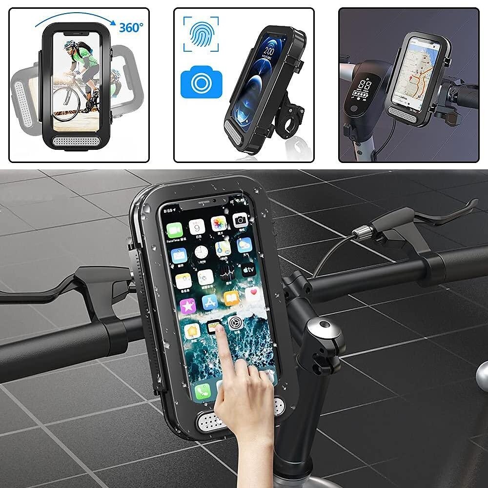 telefoonstandaard waterdichte fiets motorfiets telefoonhouder universeel fietsstuur mobiele telefoon ondersteuning fietsaccessoires 2025 - $22.99 -P8