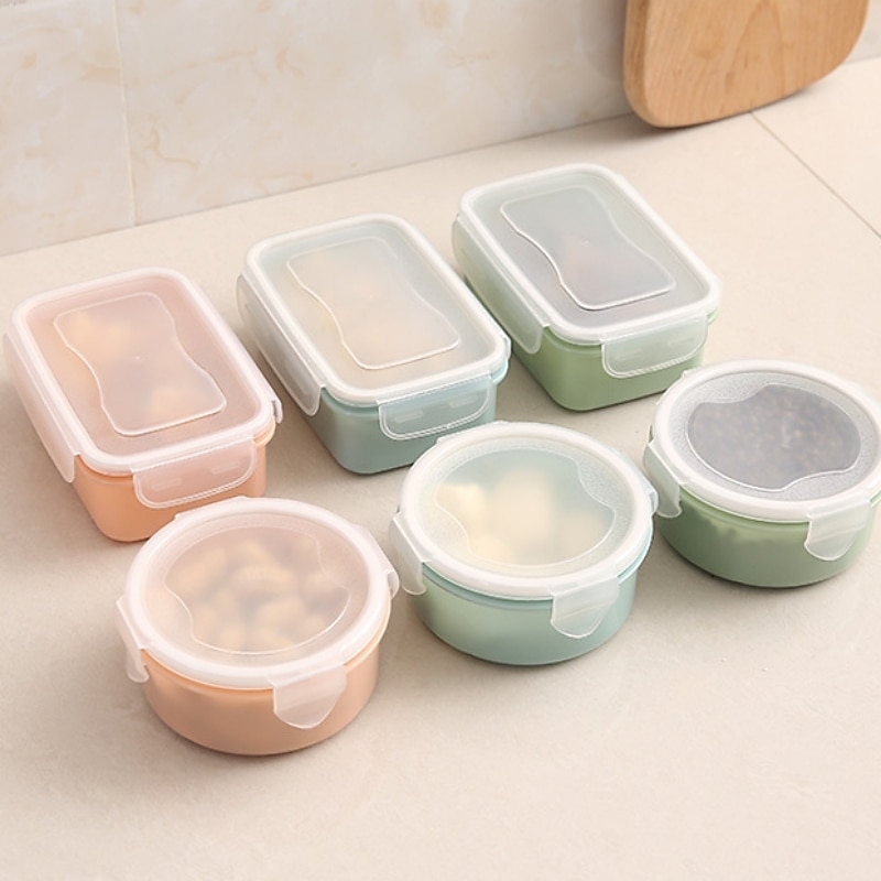 Round/Square Mini Refrigerator Crisper Storage Box PP Food Storage Box for  Kitchen Seal Box Lunch Grains Tank Sorting Container