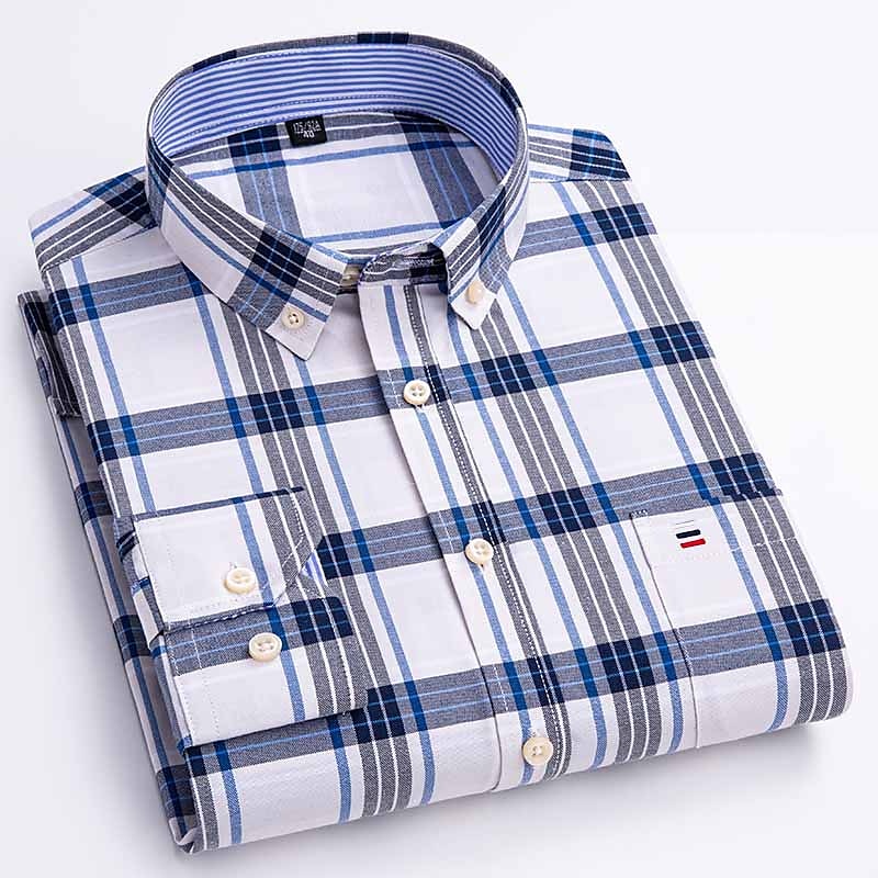 Men's Dress Shirt Button Down Shirt Non Iron Shirt Oxford Shirt Stripes and Plaid Wedding Vacation grey blue Red Blue Brown Long Sleeve Turndown All Seasons Clothing Apparel Button-Down 2025 - $34.99 –P6