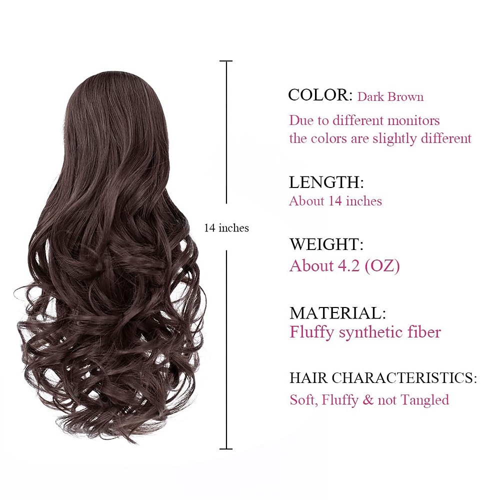 Clip in PonytailClip Claw Blonde Ponytails Extension Wavy 14 4.3 OZ Black Hair Extensions Synthetic SYXLCYGG Fake Hair pieces white Women Girl 12 16 20 Curly 22 Straight Fluffy&not Tangled 2025 - $19.99 –P10