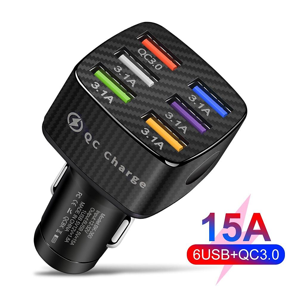OTOLAMPARA 6USB Charger Cigarette Lighter Socket QC3.0Charger In Car Adapter Accesso For Iphone14 Pro Max Car For Samsung Huawei Xiaomi Redmi Car Charger QC3.0 2025 - $15.99 –P1