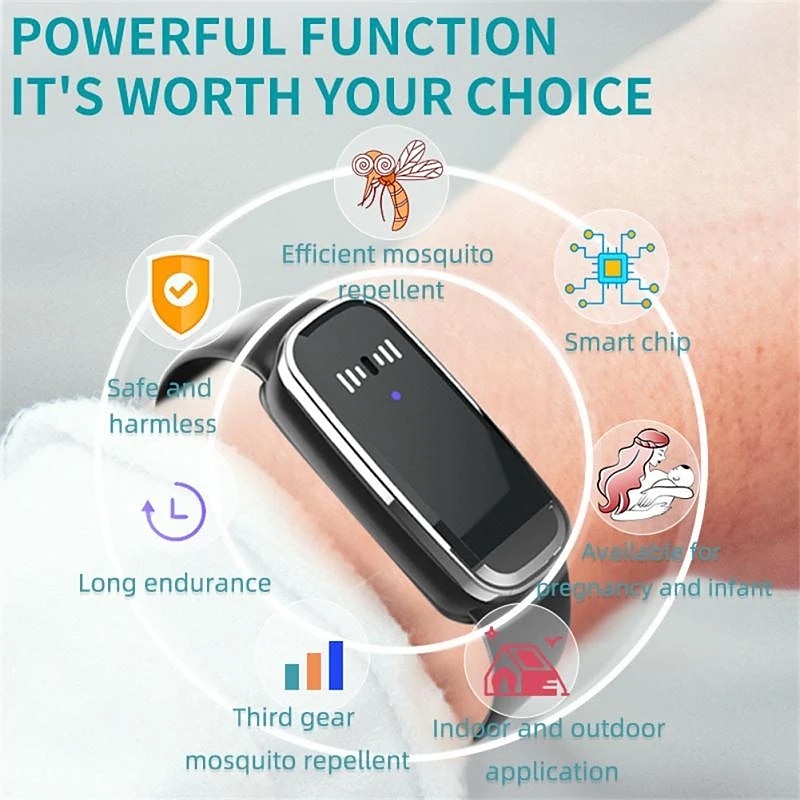 2025年 スマート超音波蚊リペラーブレスレット – 子供用、プレゼント、アウトドア用の時計表示付き抗噛みバンド  コレクション – $15.99 –P2
