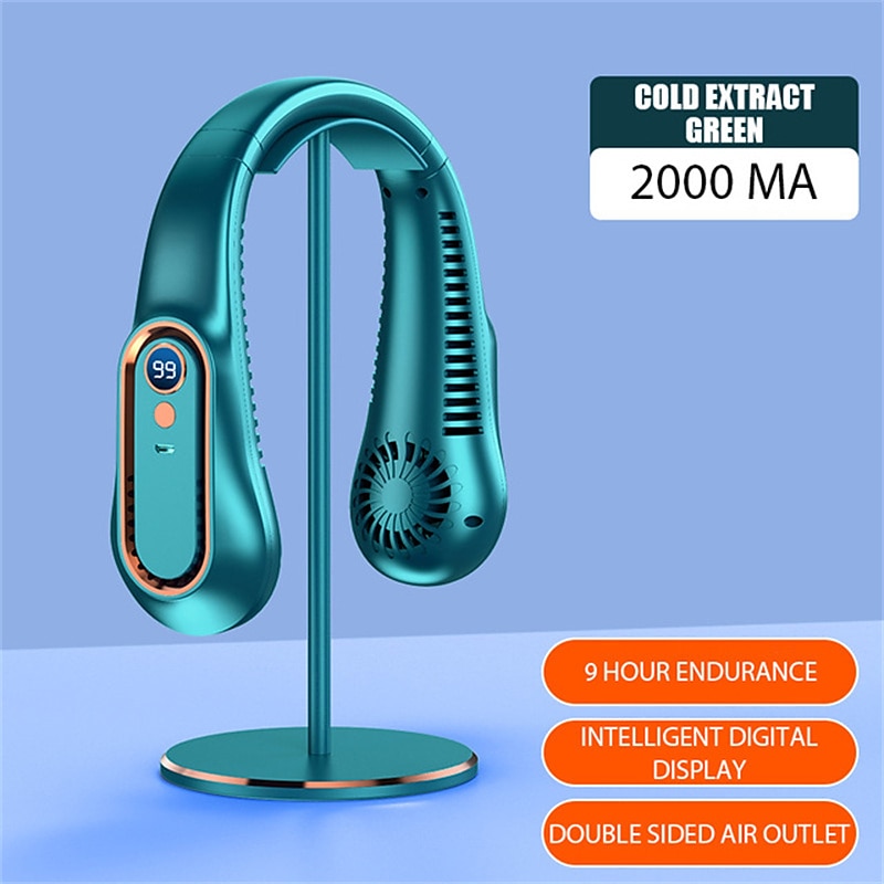 Bladeless Neckband Air Cooler – USB Rechargeable Hanging Fan with Digital Display for Portable Summer Cooling 2025 - $19.99 –P12