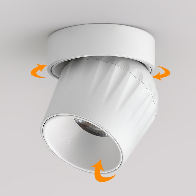 LED utenpåliggende takdownlight justerbar 360 grader nordisk spotlys for innendørs foajé stue varm hvit/hvit ac85-265v 2025 - $57.99 –P5