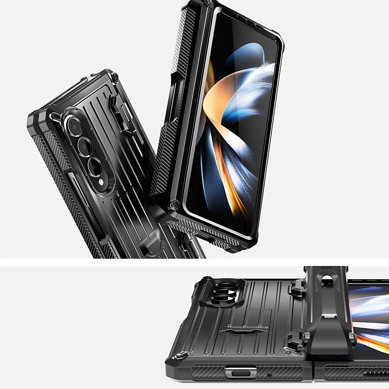 telefon Carcasă Pro Samsung Galaxy Z Fold 5 Z Fold 4 Z Fold 3 Celý kryt Flip Podpora bezdrátového nabíjení Stojánek Jednobarevné Brnění TPU PC 2025 - $48.99 –P8