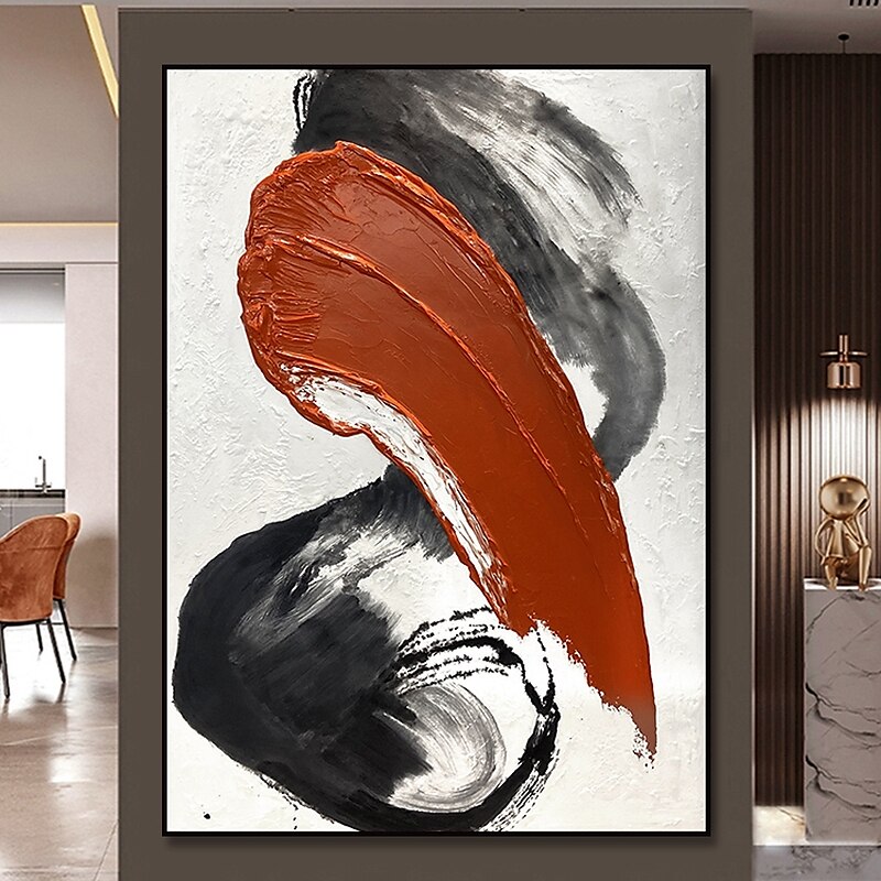 handgemaakt handgeschilderd olieverfschilderij muur modern abstract wit rood canvas schilderij woondecoratie decor opgerold canvas geen frame ongespannen 2025 - $141.99 –P7