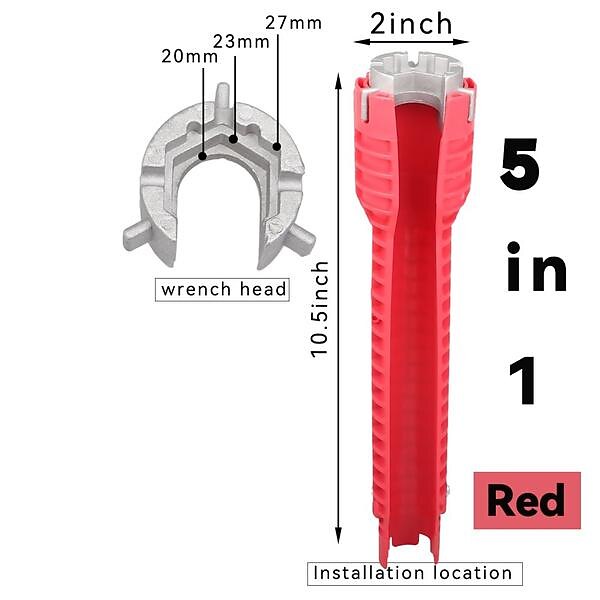 thumbnail image 2 of Multi-Functional Faucet & Sink Installer Tool / Pipe Wrench For Plumbers & Homeowners – Red 2 of 6