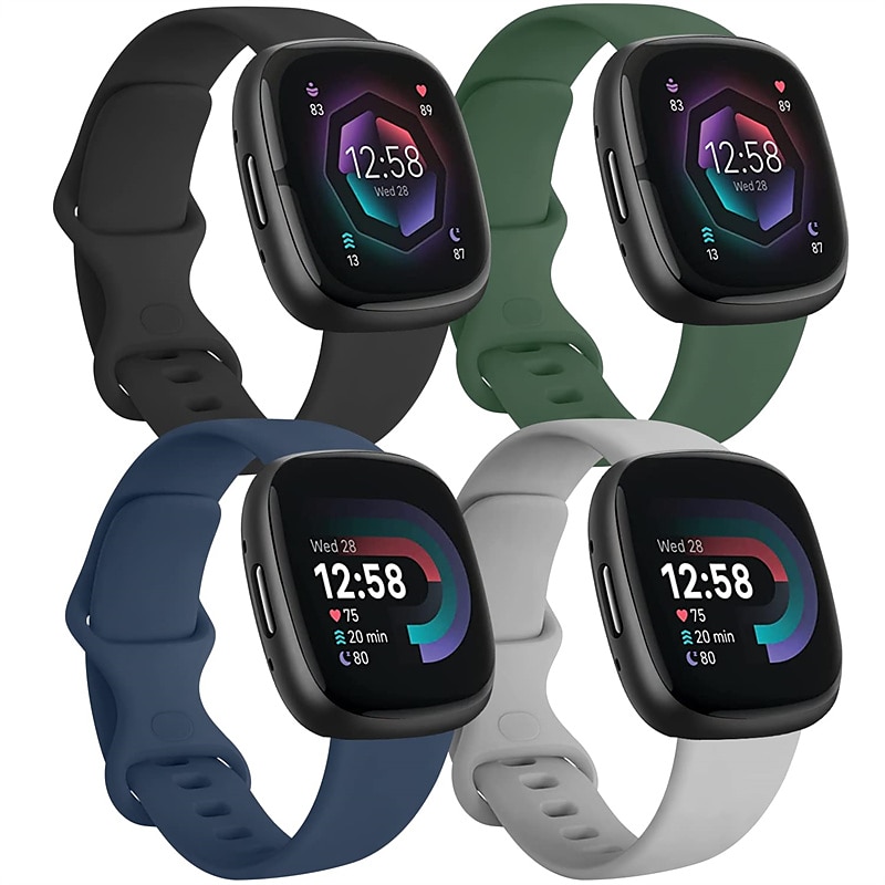 4 pachet 3 pachet Bandă de ceas inteligent Compatibil cu Fitbit Versa 4 Sense 2 Versa 3 Sense Silicon moale Ceas inteligent Curea Ajustabil Femei barbati Banderolă Sport Înlocuire Brăţară 2025 - $12.99 –P4