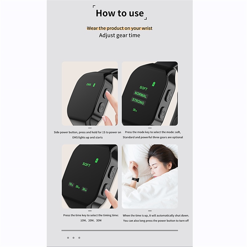 EMS Slaap Hulp Horloge Microcurrent Puls Snelle Slaap Hulp Slimme Polsband Anti-angst Insomnia Hypnose Device Drukverlichting Valentijnsdag Cadeau 2026 - $27.99 –P8