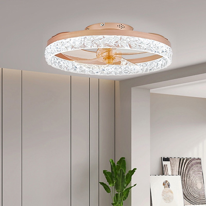 ventilatori a soffitto a led con luci lampadari di cristallo dimmerabili con telecomando 20 "lampada da soffitto a incasso lampadario in metallo camera da letto soggiorno del 2025 a $331.09 –P1