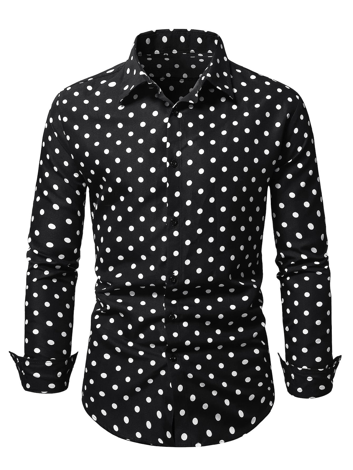 Men's Shirt Button Up Shirt Casual Shirt Summer Shirt Black White Pink Blue Long Sleeve Polka Dot Lapel Daily Vacation Clothing Apparel Fashion Casual Comfortable 2025 - GBP £17 –P10