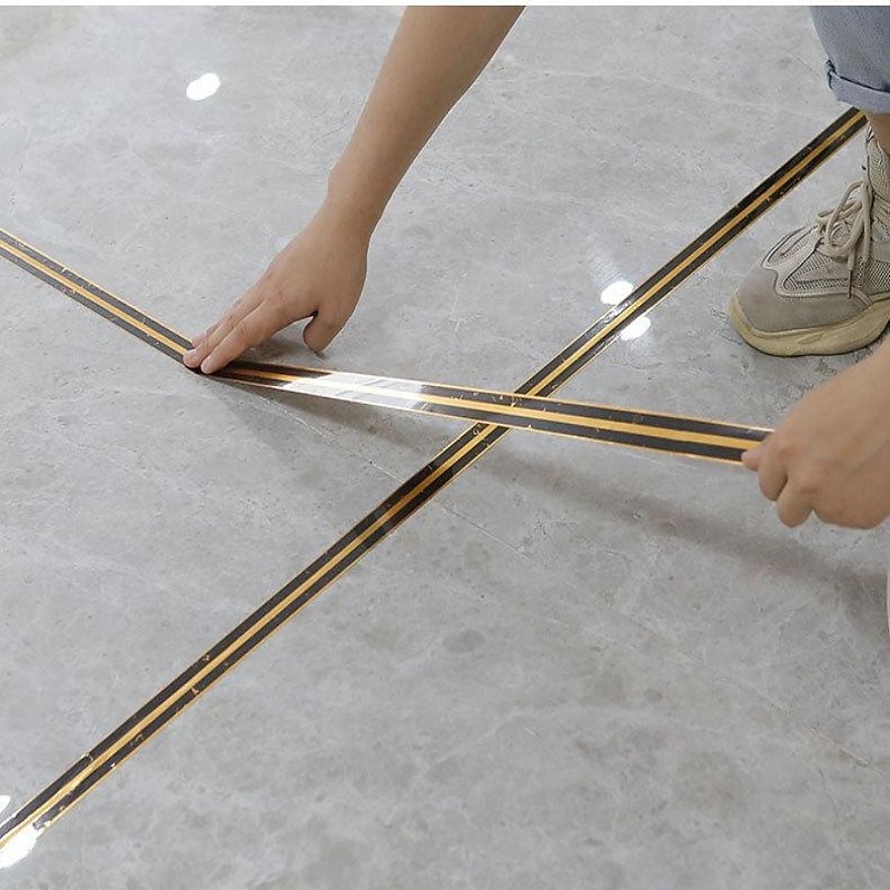 csíkos tapéta szegély fekete arany derékvonal alaplap lehúzható és ragasztó öntapadó pvc/vinil modern vízálló falmatrica szobába, 0,98''x196,8'' 2025 - $4.99 –P3