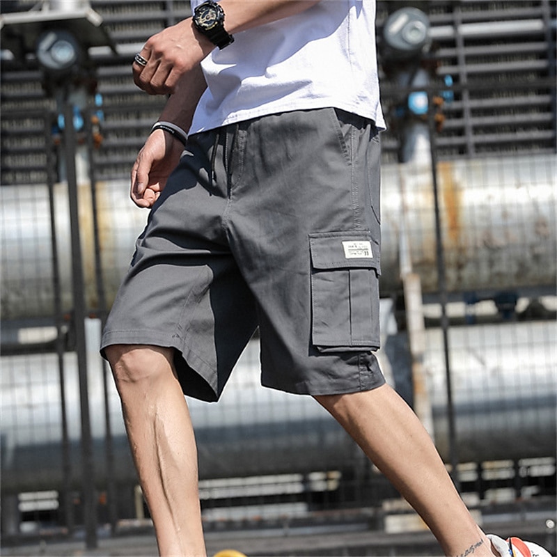 Men's Cargo Shorts Summer Shorts Drawstring Elastic Waist Multi Pocket Plain Comfort Wearable Casual Daily Holiday Sports Fashion ArmyGreen Black 2025 - $15.49 –P5