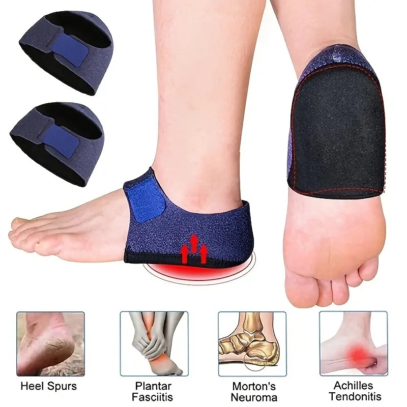 1pair Heel Brace With Hook And Loop Fastener Breathable Heel Cushions Heel Cups With Gel Pads For Women Men 2025 - $17.49 –P1