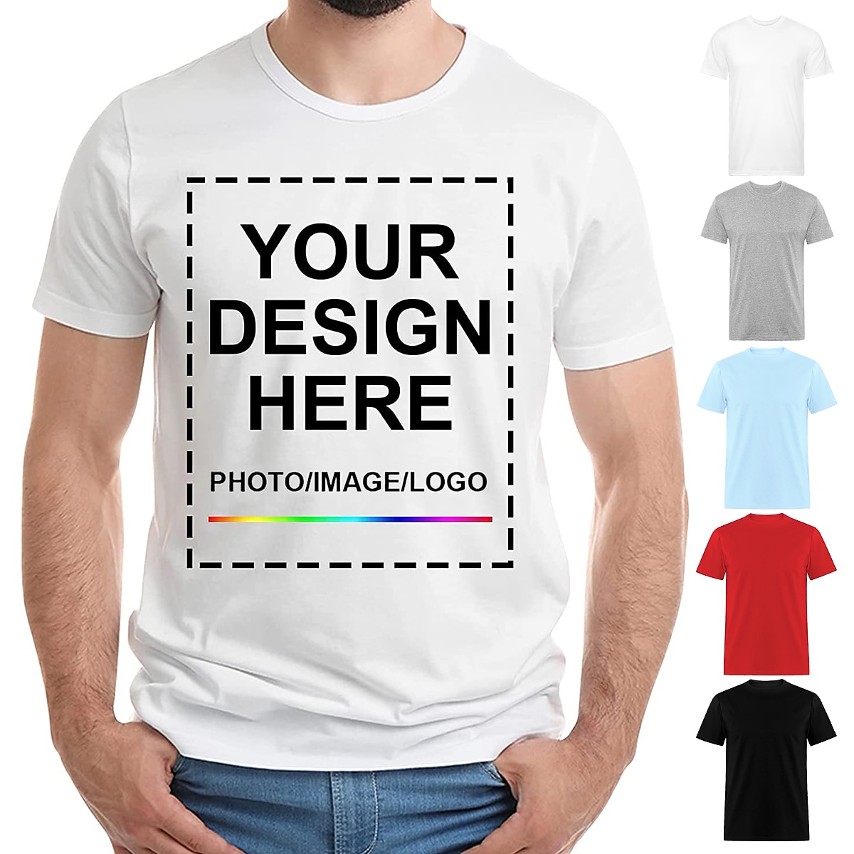 t-shirt personnalisé pour hommes 100% coton photo personnalisée design image texte lettre imprimés graphiques col rond noir blanc rouge bleu gris manches courtes t-shirt sport mode décontracté été de 2025 ? $19.49 –P9