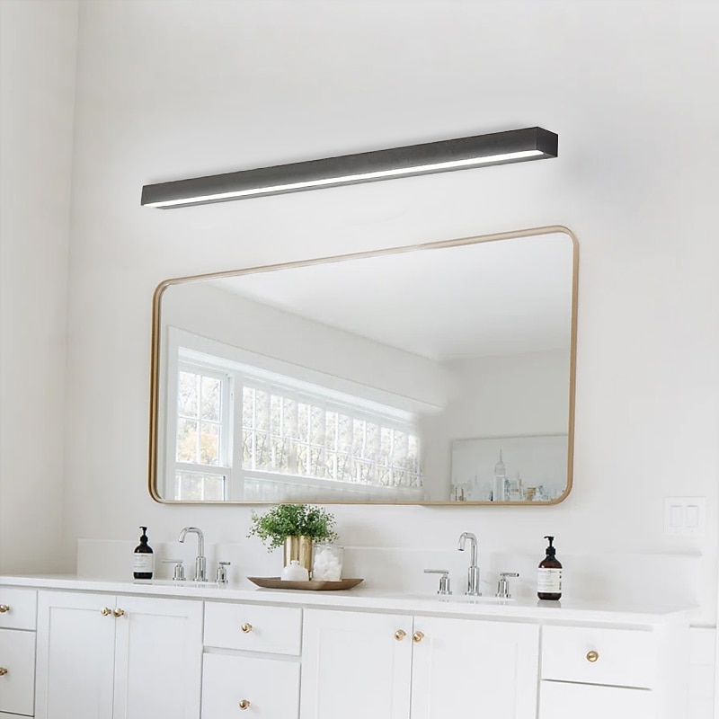 матовый светодиодный зеркальный светильник тщеславия современный черный серебристый минималистский светильник для ванной комнаты алюминиевый водонепроницаемый ip20 40 см 70 см 110-240 В 2026 - Kč1232 –P7