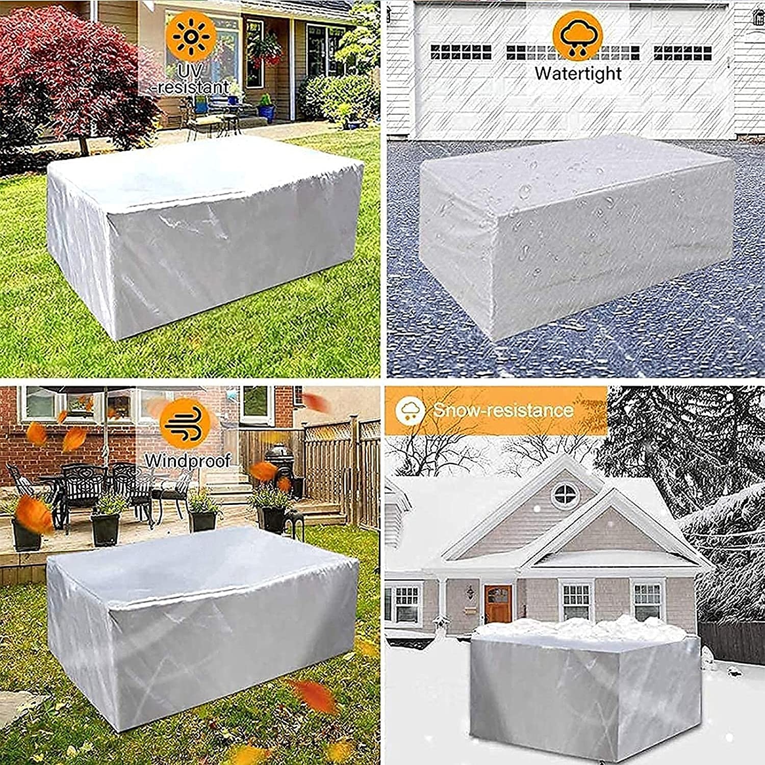 Patio Furniture Cover  210d Oxford Cloth Outdoor Silver Furniture Cover Garden Waterproof Cover Courtyard Table And Chair Combination Dust Cover 2025 - $34.99 –P4