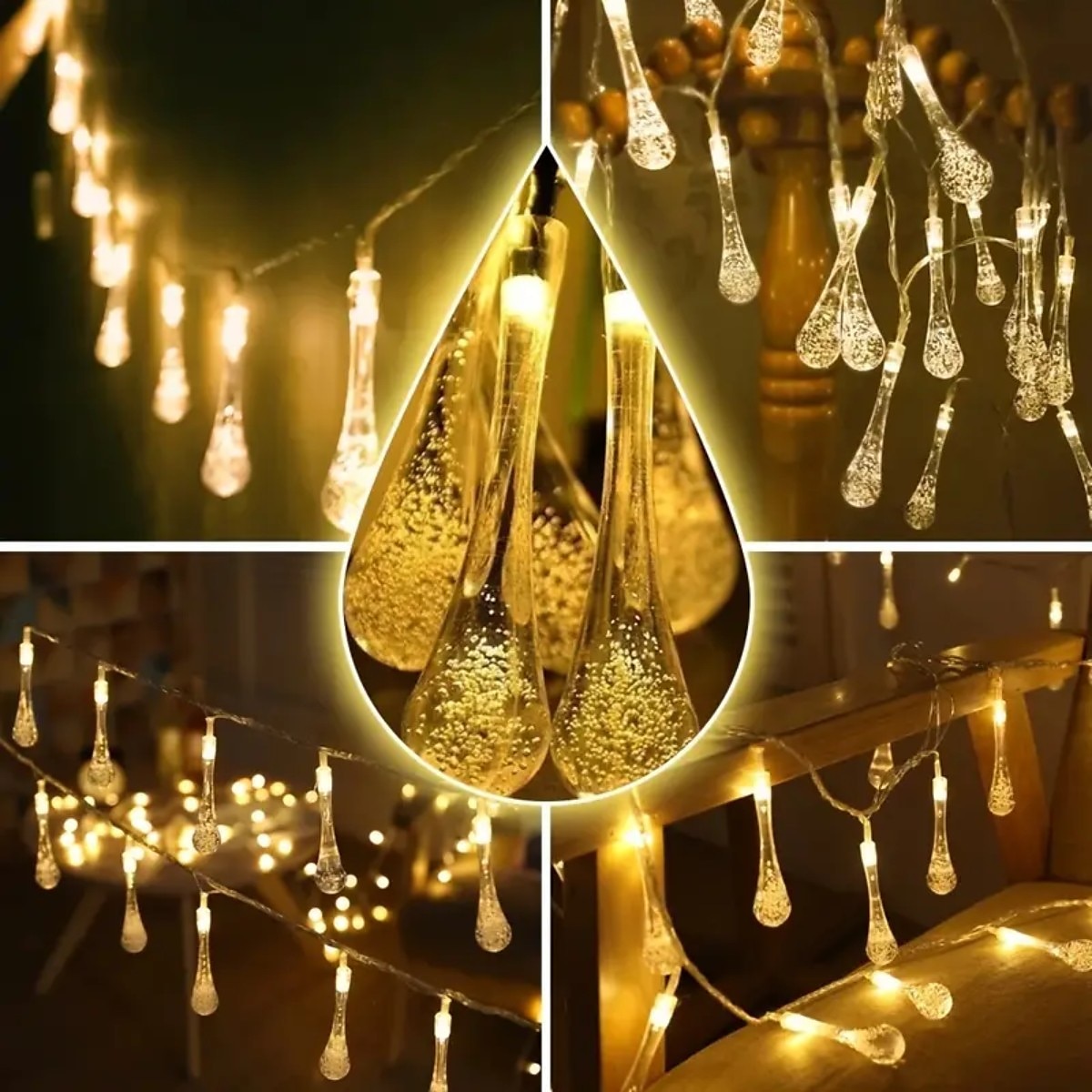 led napelemes zsinór 5m 20 leds vízcsepp buborékgolyó napelemes lámpák kültéri vízálló tájkert fesztivál dekoráció lámpás fa terasz lámpa 2026 - $14.99 –P1