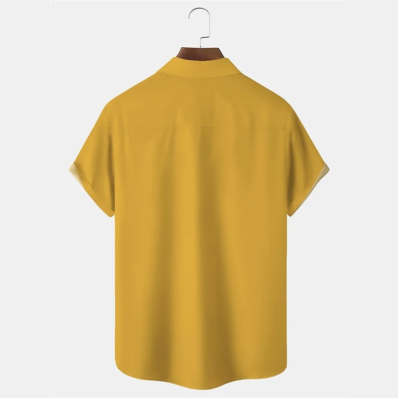 Herr Styrelseledamöter Randig Musik Skjorta Knapp upp skjorta Kortärmad Mode Streetwear Designer Dagligen Utekväll Helgen Sommar Vår Nedvikt Mönster Gul Marinblå Orange 2025 - $24.99 –P5