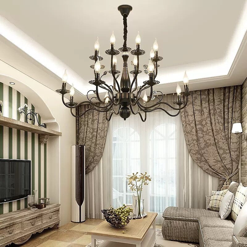 lampada a sospensione a led 6/12/16 luci lampada a sospensione fattoria rustico industriale ferro candela plafoniera per sala da pranzo apparecchio di illuminazione candela appesa lampada a del 2025 a $326.79 –P6