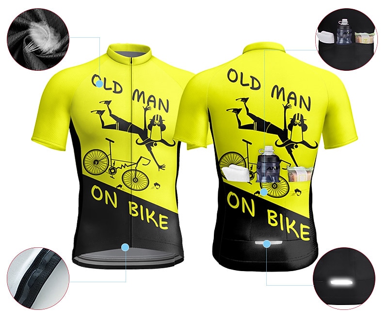 Per uomo Maglia da Ciclismo Grafico Divertente VECCHIO IN BICICLETTA Manica Corta Bicicletta Maglia Top con 3 tasche posteriori Mountain Bike MTB Ciclismo su strada Asciugatura Rapida Strisce del 2026 a $30.99 –P4