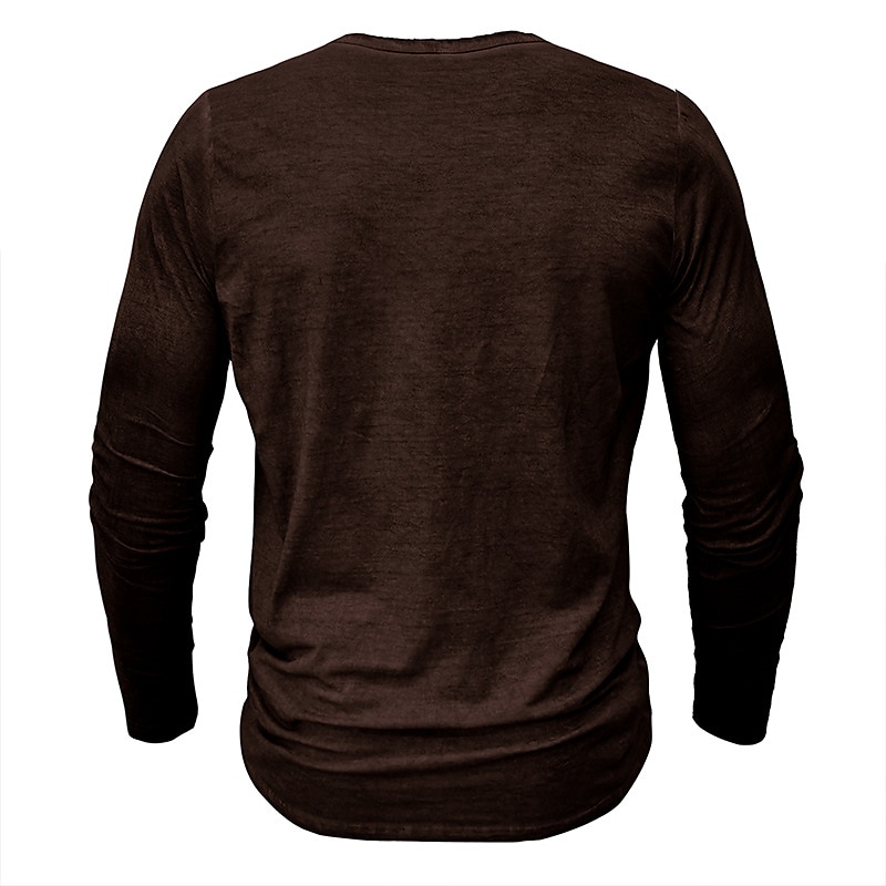 Men's Henley Shirt Tee Top Long Sleeve Shirt Plain Henley Street Vacation Long Sleeve Clothing Apparel 100% Cotton Vintage Fashion Basic 2025 - GBP £17 –P5